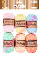 Włóczka 43m WL-8589 (6) mix kol. + 2 szt.. drutów 25cm Aliga